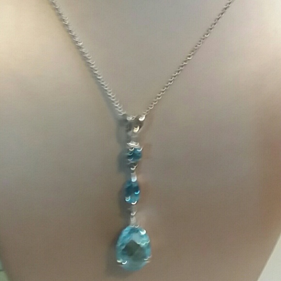 JTV Jewelry - SKY BLUE TOPAZ NECKLACE,  18"